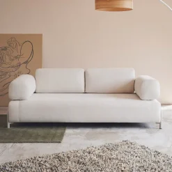 3-zits Bank Compo Chenille, Met armleuning, kleur Beige