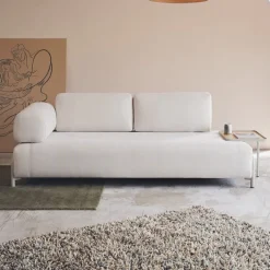 3-zits Bank Compo Met bijzettafel, Chenille, kleur Naturel