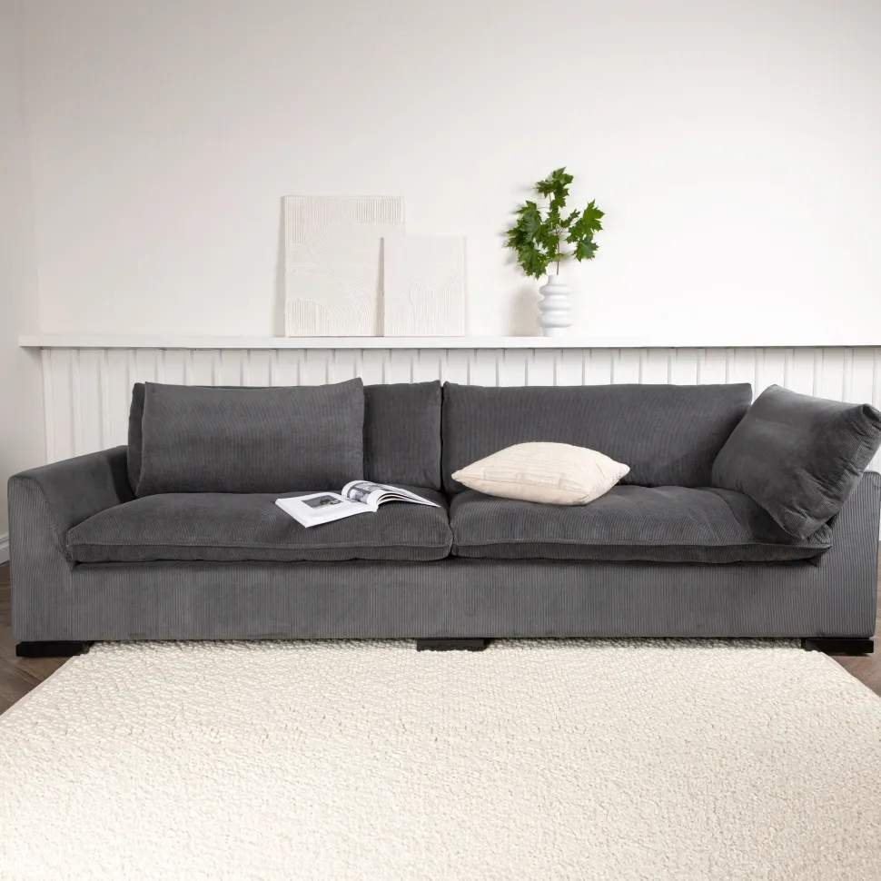 3-zits Bank Latia Rib, kleur Donkergrijs