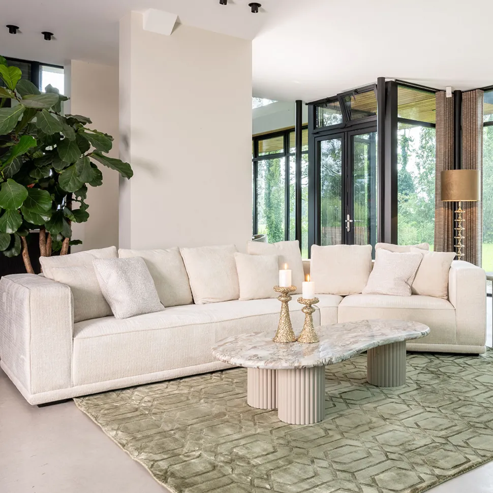 4-zits Bank Lusso Chenille, kleur Beige