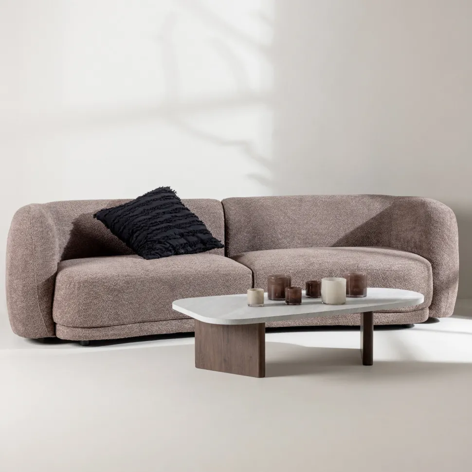 3-zits Bank Macrina Organisch, Bouclé, 268cm, kleur Bruin