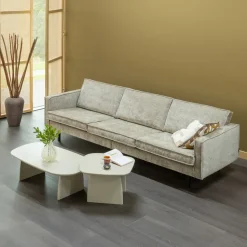 3-zits Bank Rodeo Ribstof, kleur Donker Zand