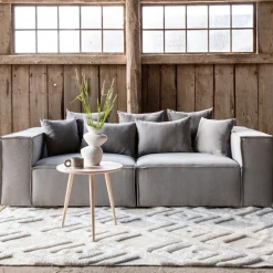3-zits Bank Yulonda Linnen, kleur Grijs