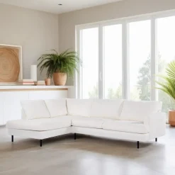 3-zits Hoekbank Alaya Bouclé, kleur Naturel