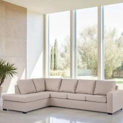 4-zits Hoekbank Dino Linnenlook, kleur Beige