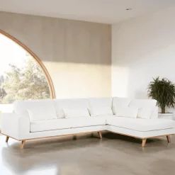 3-zits Hoekbank Kirstan Bouclé, kleur Naturel