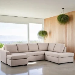 3-zits Hoekbank Konica Geweven, kleur Beige