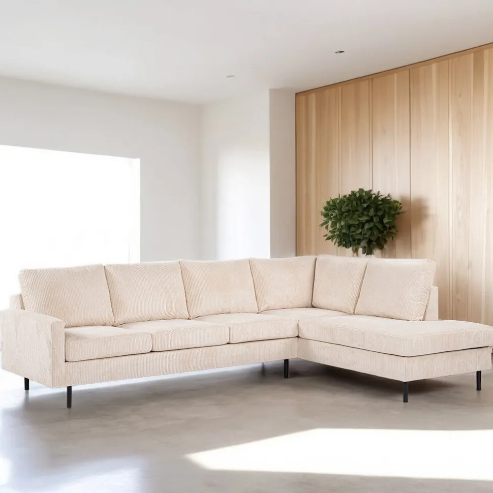 3-zits Hoekbank Patricio Rib, kleur Beige