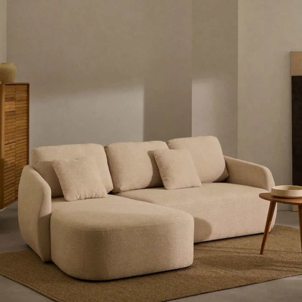 3-zits Lounge Slaapbank Laira Chenille, kleur Beige