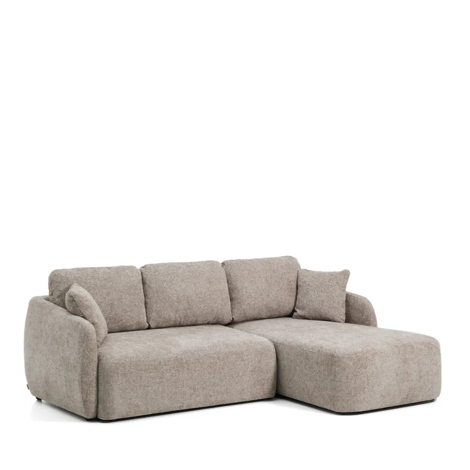 3-zits Lounge Slaapbank Laira Rechts, Chenille, kleur Taupe