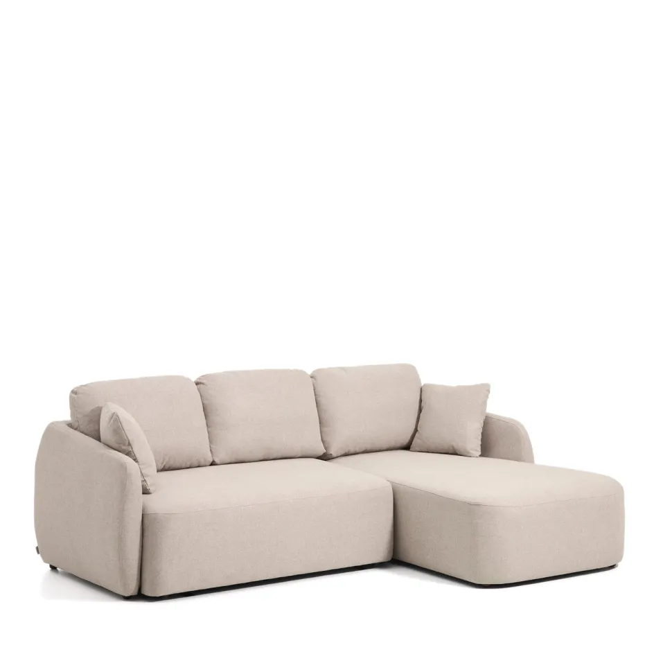 3-zits Lounge Slaapbank Laira Rechts, Chenille, kleur Beige
