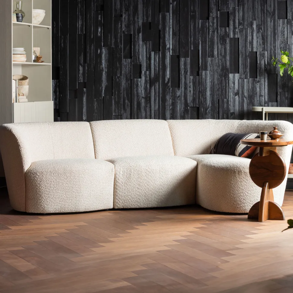 3-zits Loungebank Coco Rechts, Bouclé