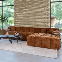 3-zits Loungebank Cube kleur Cinnamon