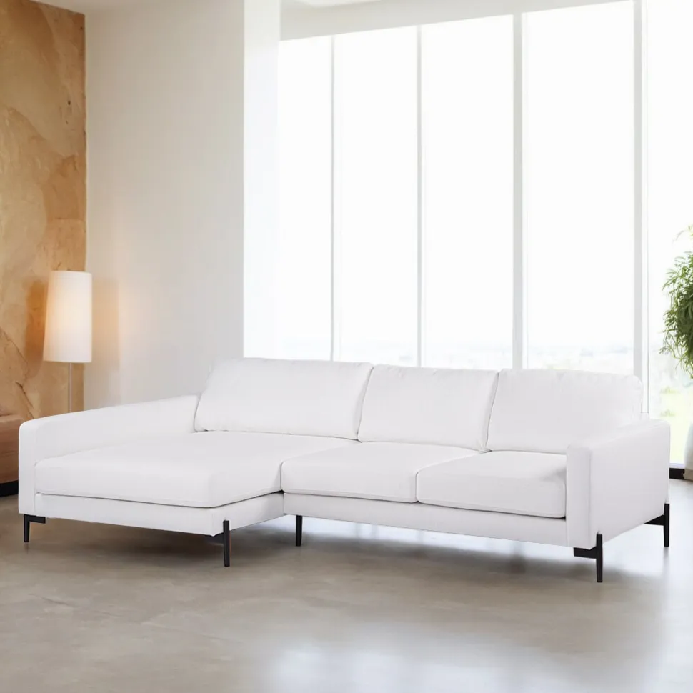 3-zits Loungebank Denika Bouclé, kleur Wit