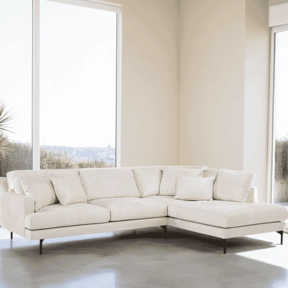 3-zits Loungebank Faithe Chenille, kleur Naturel