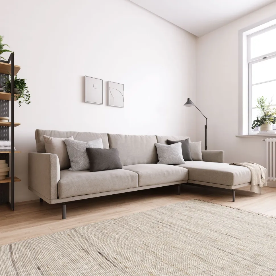 4-zits Loungebank Galene Rechts, 314cm, kleur Beige