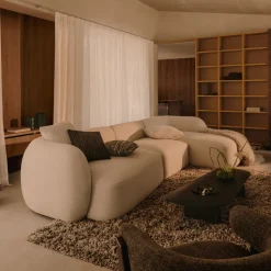 4-zits Loungebank Martina Structuurstof, 377cm, kleur Ecru