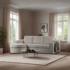 3-zits Loungebank Mats Links/Rechts, Geweven, kleur Beige