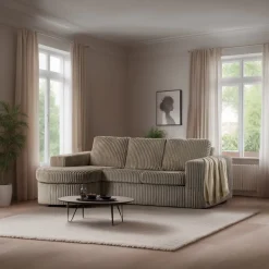 3-zits Loungebank Mats Links/Rechts, Rib, kleur Beige