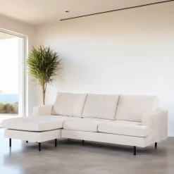 3-zits Loungebank Nastassia Links/Rechts, Bouclé, kleur Champagne