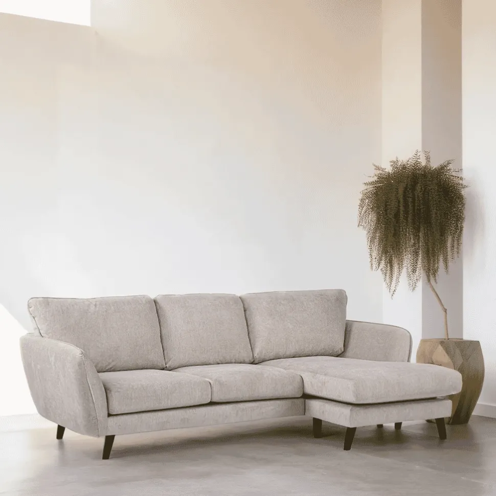 3-zits Loungebank Shafiq Rechts, kleur Beige