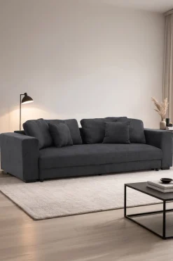 3-zits Slaapbank Sokhom Ribstof, kleur Grijs