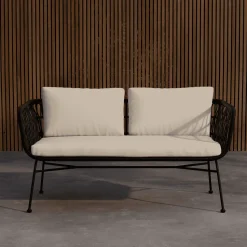 3-zits Tuinbank Marison Rattan, 140cm, kleur Zwart