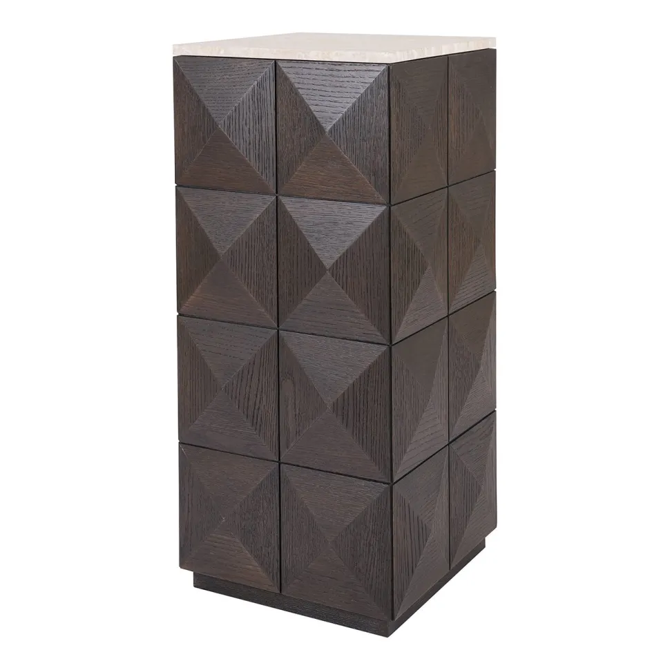 Zuil Claremont Eiken en travertin, 90cm hoog