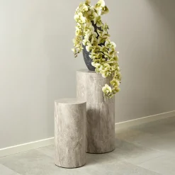 Zuil Flavian Marmerlook, Set van 2 stuks, kleur Grijs