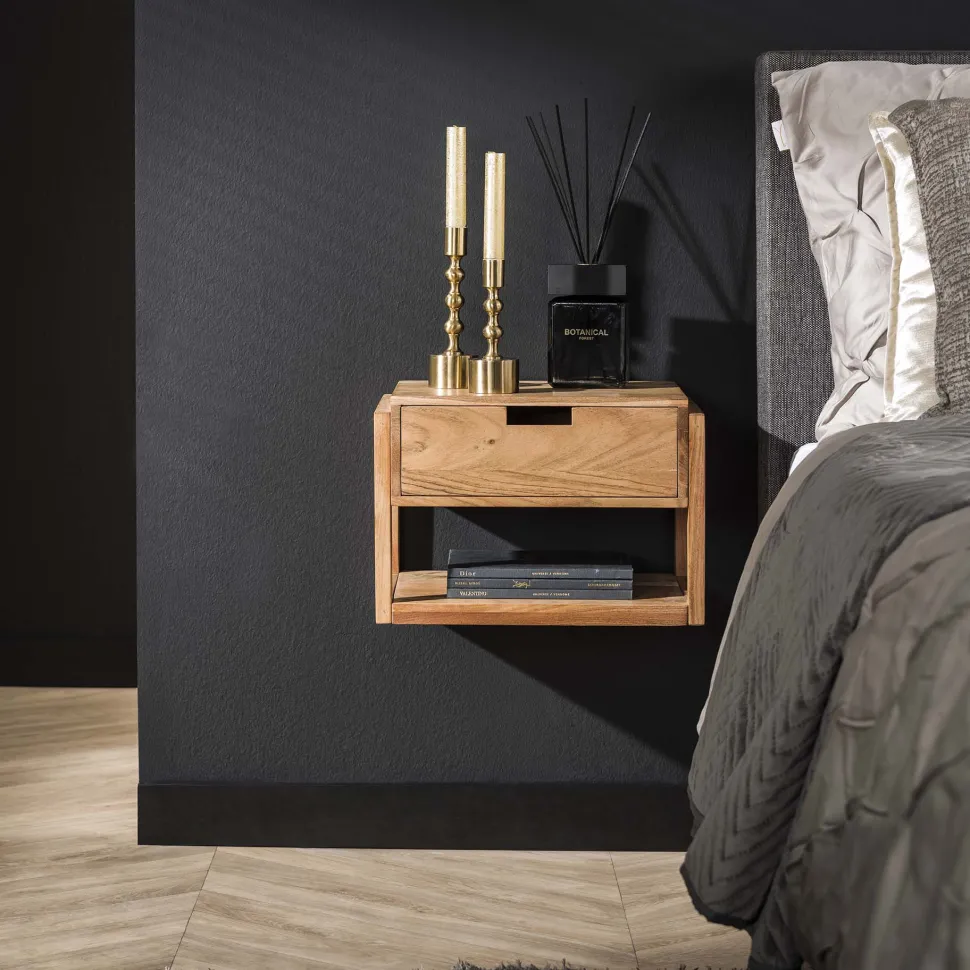 Zwevend Nachtkastje Grover Acaciahout, 39 x 25cm