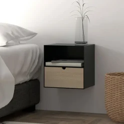 Zwevend Nachtkastje Nonny, kleur zwart