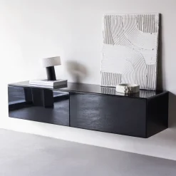 Zwevend TV-meubel Zeke 160cm, kleur Zwart