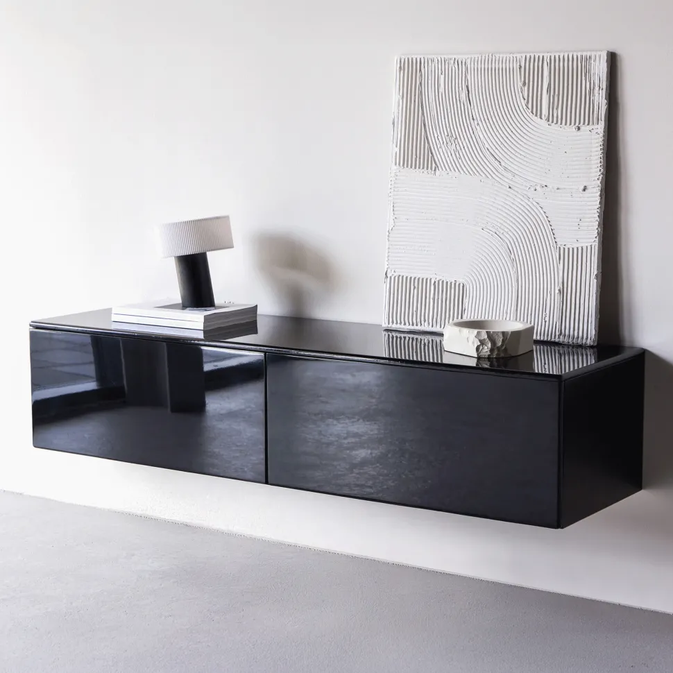 Zwevend TV-meubel Zeke 160cm, kleur Zwart